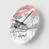 Linienmalerei des japanischen Tempelsees Runde Wanduhr (Winkel)