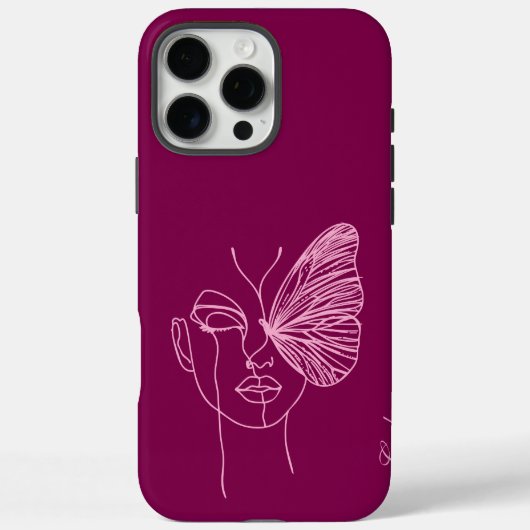 Linienschmetterling, Magenta Case-Mate iPhone Hülle (Rückseite)