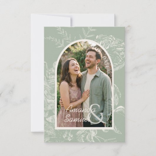 Linienzeichnung Gebogene Hochzeit Save The Date (Vorderseite)