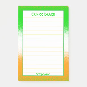 Liniert   St Patrick's Day Gold/Green/White Stripe Post-it Klebezettel