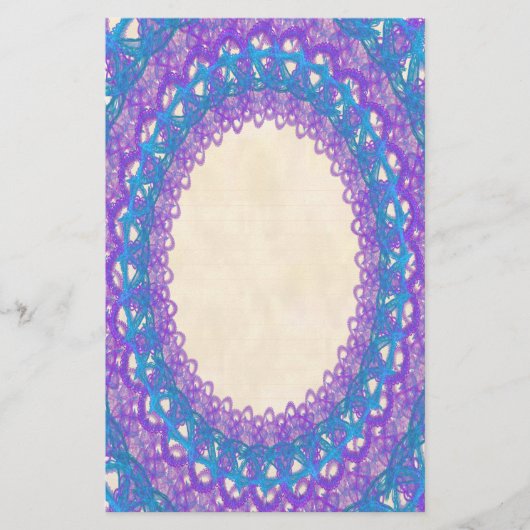 Linierte Lila blaue Spitzen p2 Stationery Pages Briefpapier (Vorderseite)