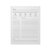 Linierte Minimalistische moderne Rezept-Sheet-Cook Notizblock (Rotiert)