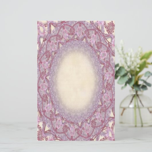Linierte Pink Rose Lace p2 Stationery Pages Briefpapier (Stehend Vorderseite)