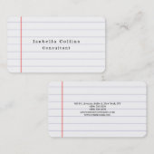 Liniertes Papier Schlicht Minimalistisch kreativ M Visitenkarte (Vorne/Hinten)