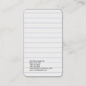 Liniertes Papier Schlicht Trendy Moderne Minimalis Visitenkarte (Rückseite)