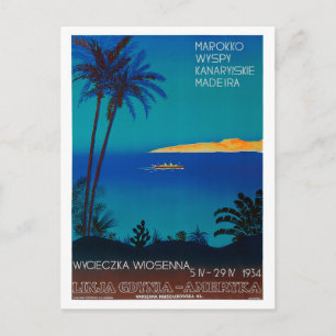 Linja Gdynia Ameryka Polen Vintage Poster Postkarte