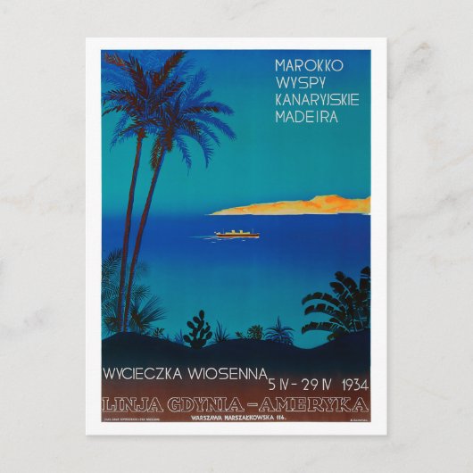 Linja Gdynia Ameryka Polen Vintage Poster Postkarte (Vorderseite)