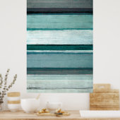 "Link" Aquamarine und graue Abstrakte Kunst Poster (Küche)