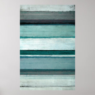 "Link" Aquamarine und graue Abstrakte Kunst Poster