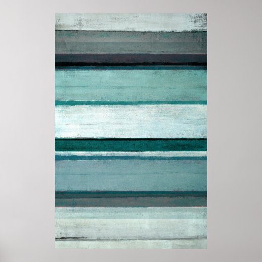 "Link" Aquamarine und graue Abstrakte Kunst Poster (Vorne)