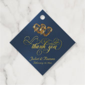 Link Hearts Calligraphy - Blau/Gold Geschenkanhänger (Vorderseite)