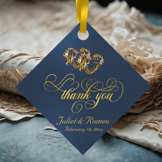 Link Hearts Calligraphy - Blau/Gold Geschenkanhänger