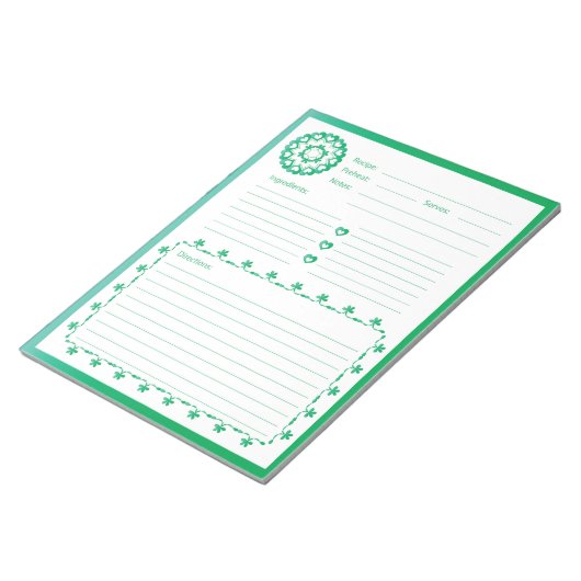 Link: Liebe-Rezept-Notepad - Grün Notizblock (angewinkelt)