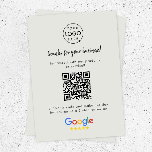 Link zur Google-Bewertung | QR Code Gray Business Begleitkarte
