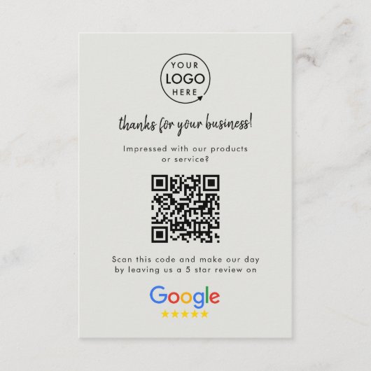Link zur Google-Bewertung | QR Code Gray Business Begleitkarte (Vorderseite)