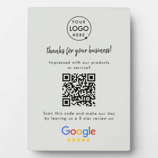 Link zur Google-Bewertung | QR Code Gray Business  Fotoplatte (Vorderseite)