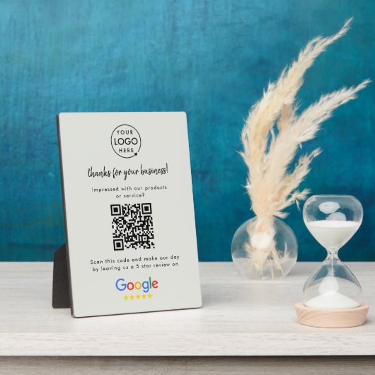 Link zur Google-Bewertung | QR Code Gray Business Fotoplatte (Seite)