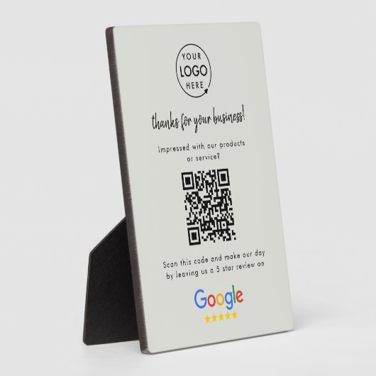 Link zur Google-Bewertung | QR Code Gray Business  Fotoplatte (Seite)