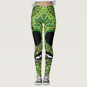 Linke Green Lila Polka Dots Sugar Skull Leggings (Vorderseite)