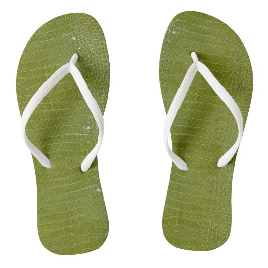 Linke grüne Alligator Textur Badesandalen (Fußbett)