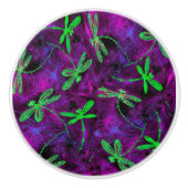 Linke grüne Libellen auf heiß rosa und Lila Keramikknauf (Vorderseite)