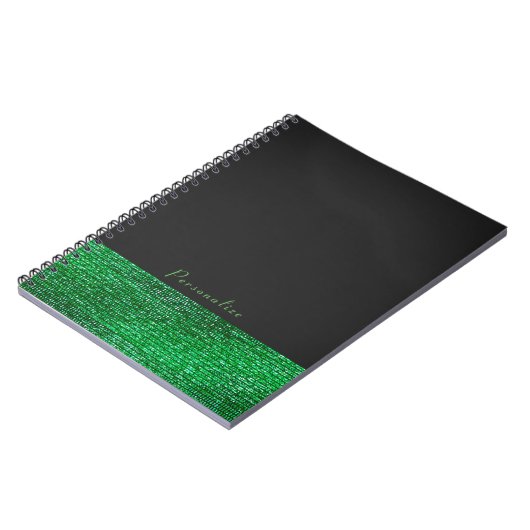 Linke grüne moderne Glam Sequins Elegante Chic Cus Notizblock (Linke Seite)