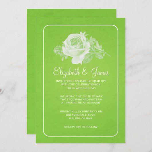 Linke grüne Rustikale Blume/Blume Einladung zur Ho (Vorne/Hinten)