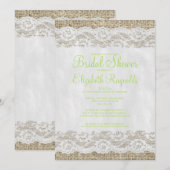 Linke grüne Rustikale Spitzen Bridal Einladungen (Vorne/Hinten)