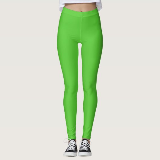 Linke grüne Solid-Farbe anpassen Leggings (Vorderseite)
