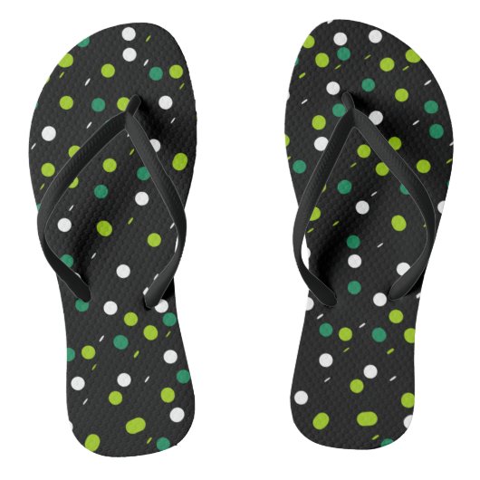Linke grüne, weiße Formen Muster Flip Flops Badesandalen (Fußbett)