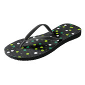 Linke grüne, weiße Formen Muster Flip Flops Badesandalen (Schrägansicht)