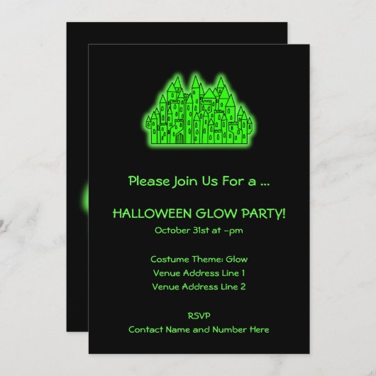 Linke grünes Halloween-Party Einladung (Vorne/Hinten)