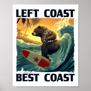 Linke Küste, Beste Küste Rede Mit Cool Surfing Be Poster