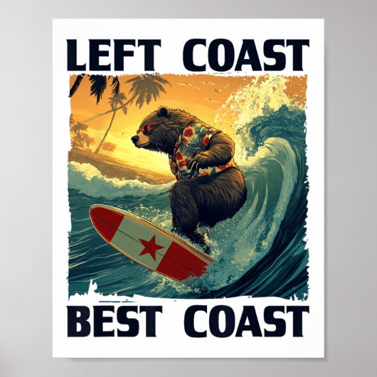 Linke Küste, Beste Küste Rede Mit Cool Surfing Be Poster (Vorne)