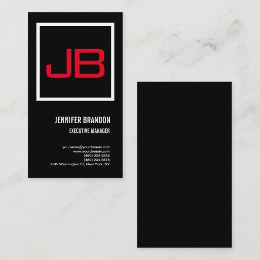 Linke Schwarz Monogram Minimalistisch Moderne Schl Visitenkarte (Vorne/Hinten)