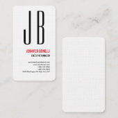 Linke Schwarz Weiß Monogram Minimalistisch Moderne Visitenkarte (Vorne/Hinten)