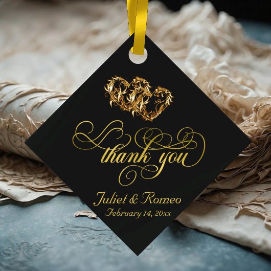 Linked Hearts Calligrafy - Schwarz/Gold Geschenkanhänger