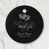 Linked Hearts Calligrafy - Schwarz/Silber Geschenkanhänger (Vorderseite)