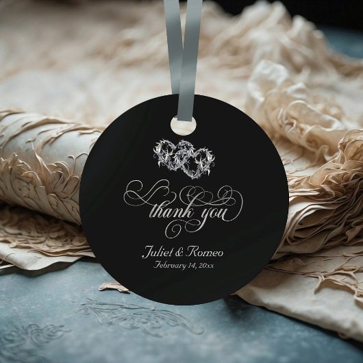 Linked Hearts Calligrafy - Schwarz/Silber Geschenkanhänger