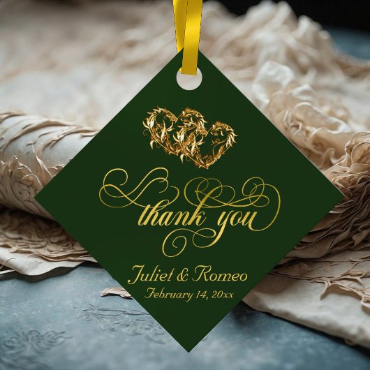 Linked Hearts Calligraphy - Emerald/Gold Geschenkanhänger