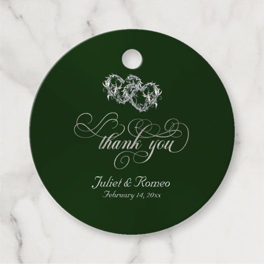 Linked Hearts Calligraphy - Emerald/Silver 2 Geschenkanhänger (Vorderseite)