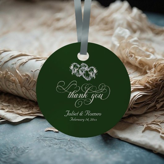 Linked Hearts Calligraphy - Emerald/Silver 2 Geschenkanhänger