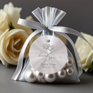 Linked Hearts Kalligrafie - Weiße Perle/Silber Geschenkanhänger