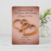 Linked Hearts Wedding Einladung (Stehend Vorderseite)