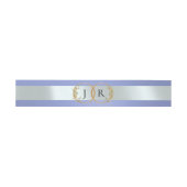 Linked Leaf Monogram - Sky Blue Einladungsbanderole (Flach)