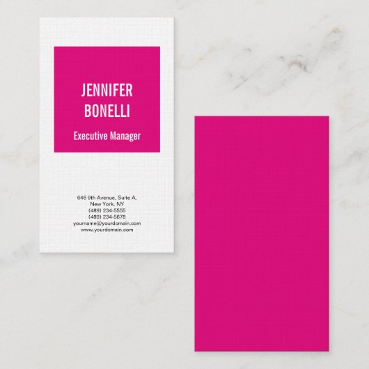 Linken beruflich minimalistisch modern rosa weiß visitenkarte (Vorne/Hinten)