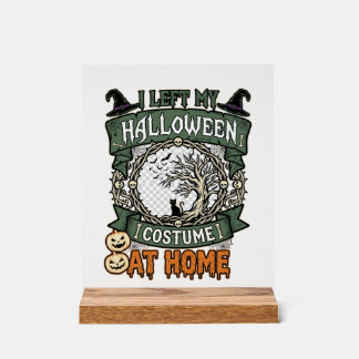 Linkes Halloween-Kostüm Zuhause Baum Katze Kürbiss Acrylschild