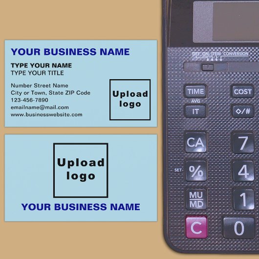 Links Alignment-Texte Light Blue Business Card Visitenkarte