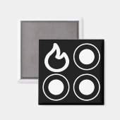 Links Brandzeichen auf der Oberseite des Knochens Magnet (Vorderseite/Rückseite)