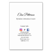 Links durch Hinzufügen von Namen Kontakt Info Soci Tischnummer (Rückseite)